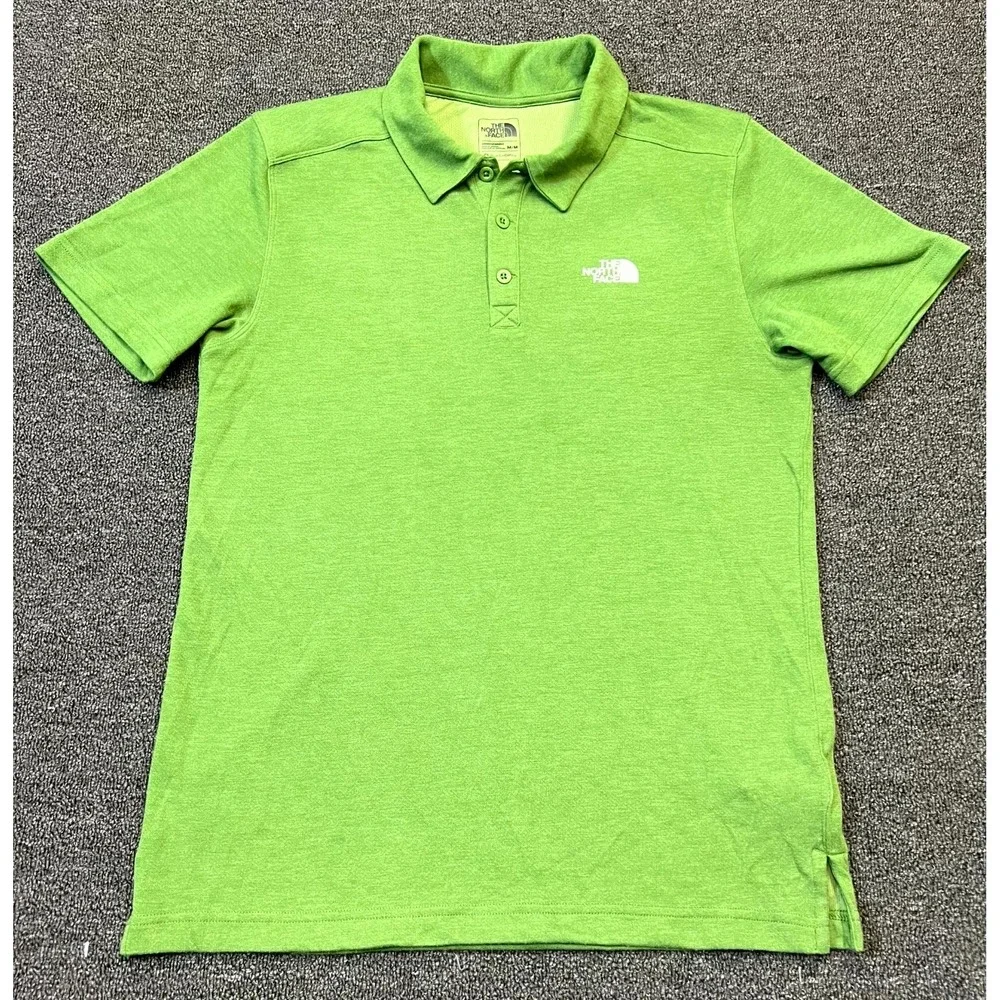 The North Face Polo Shirt Mens Medium Lime Green FlashDry Golf Sports Tennis